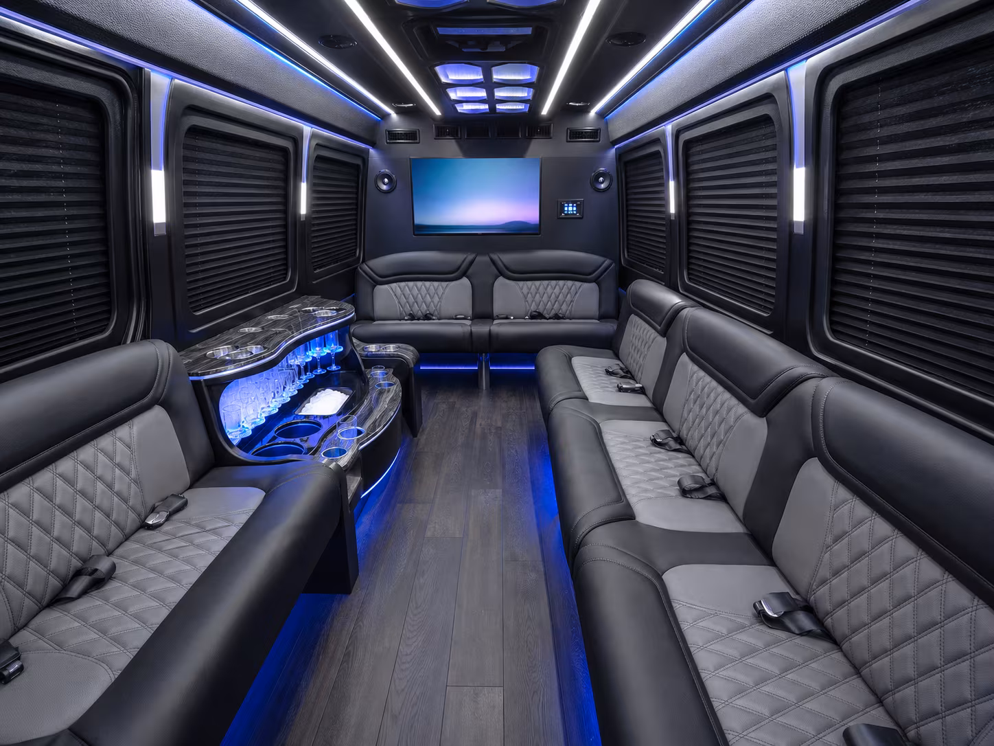palm coast 30 passenger party bus interior